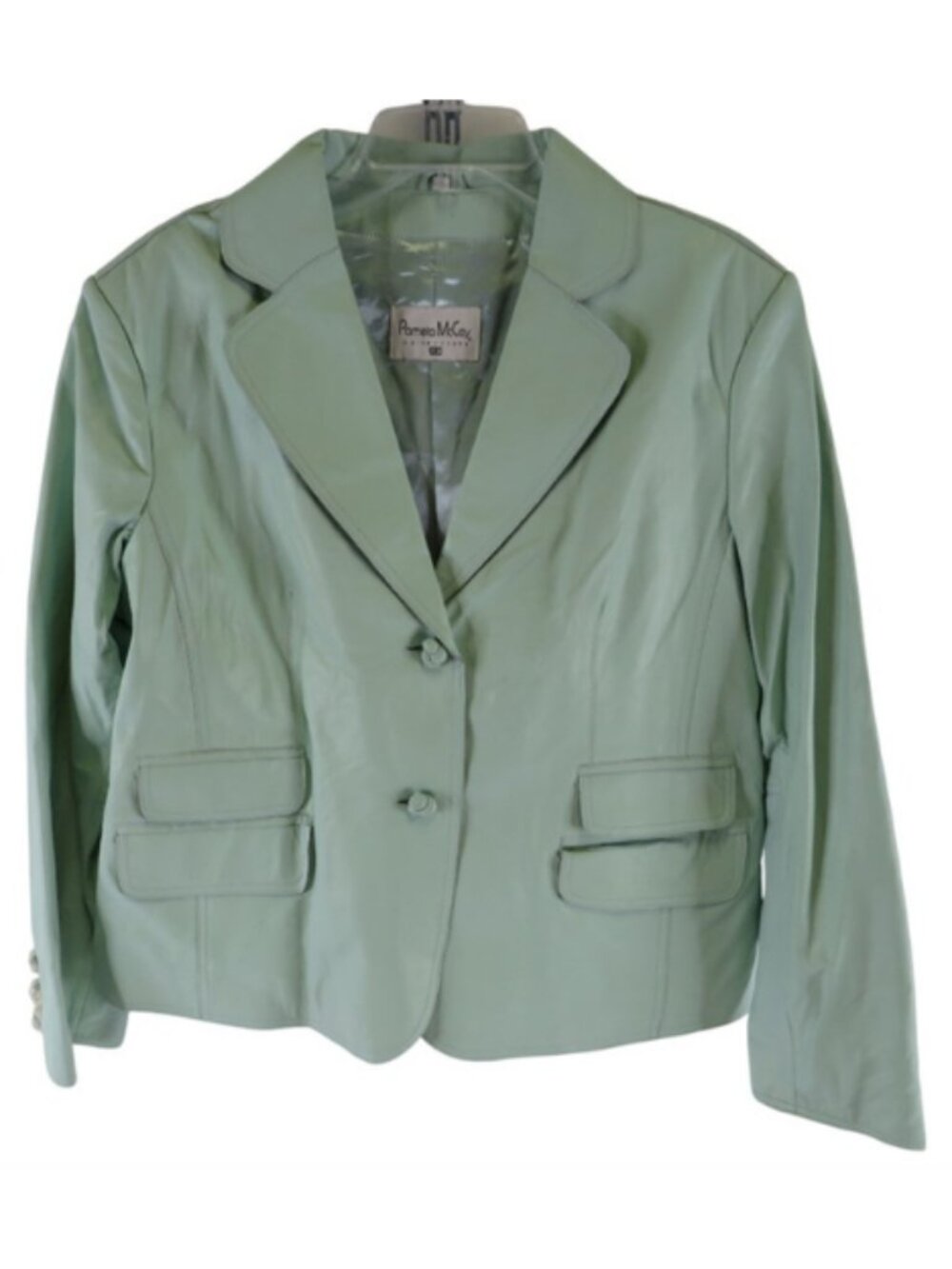 Pamela McCoy NWOT Women's Mint Green Premium Leather Jacket, Size 1X